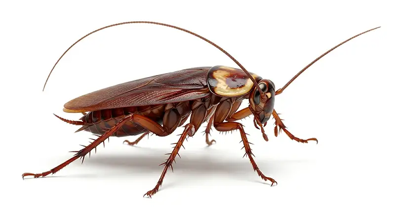 American cockroach illustration, large roach often entering structures through drains and sewers