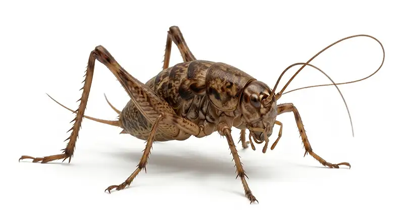 Camel cricket illustration, humpbacked cricket found in dark humid areas like garages