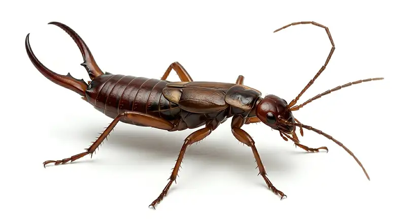 European earwig illustration, nocturnal insect commonly found in gardens and moist soil