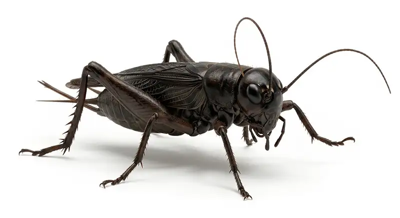 Field cricket illustration, outdoor species often entering homes during seasonal temperature changes