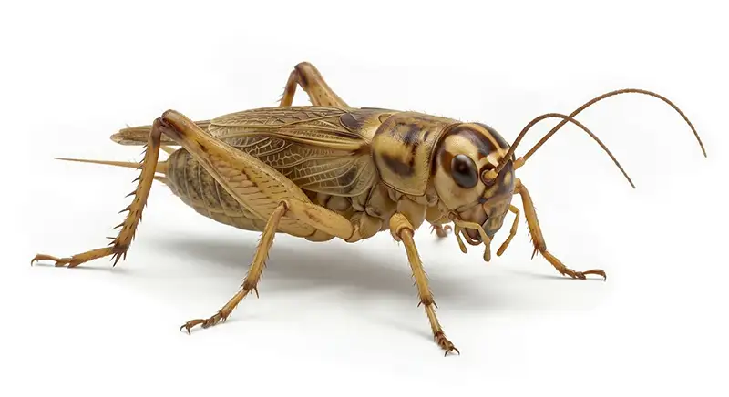 House cricket illustration, indoor cricket known for loud chirping in warm environments