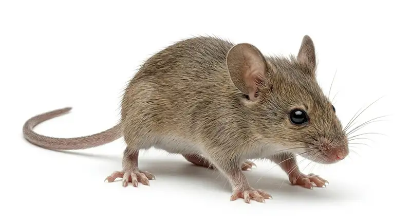 House mouse illustration, small rodent that enters homes seeking food and shelter
