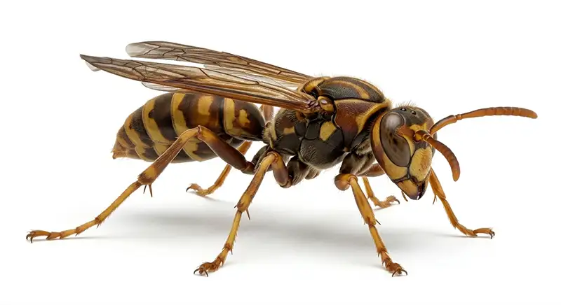 Paper wasp illustration, stinging insect that builds open nests under eaves and overhangs