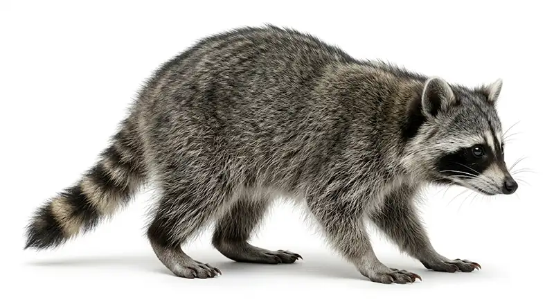 Raccoon illustration, nocturnal mammal known for entering attics and scavenging food sources