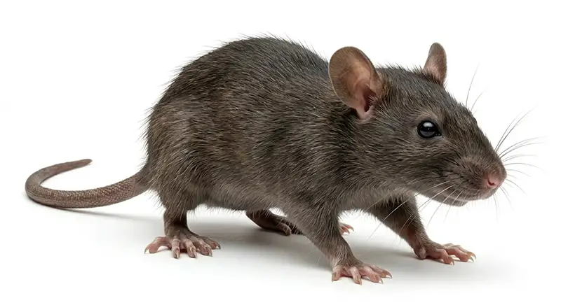 Roof rat illustration, climbing rodent commonly nesting in attics and elevated areas