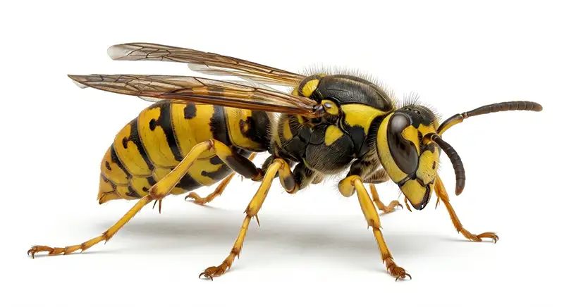 Yellowjacket illustration, aggressive wasp often nesting underground or in wall voids