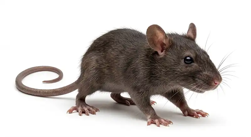Roof rat illustration, climbing rodent commonly nesting in attics and elevated areas