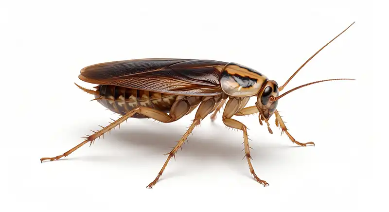 German cockroach illustration, fast breeding indoor roach commonly found near food and moisture